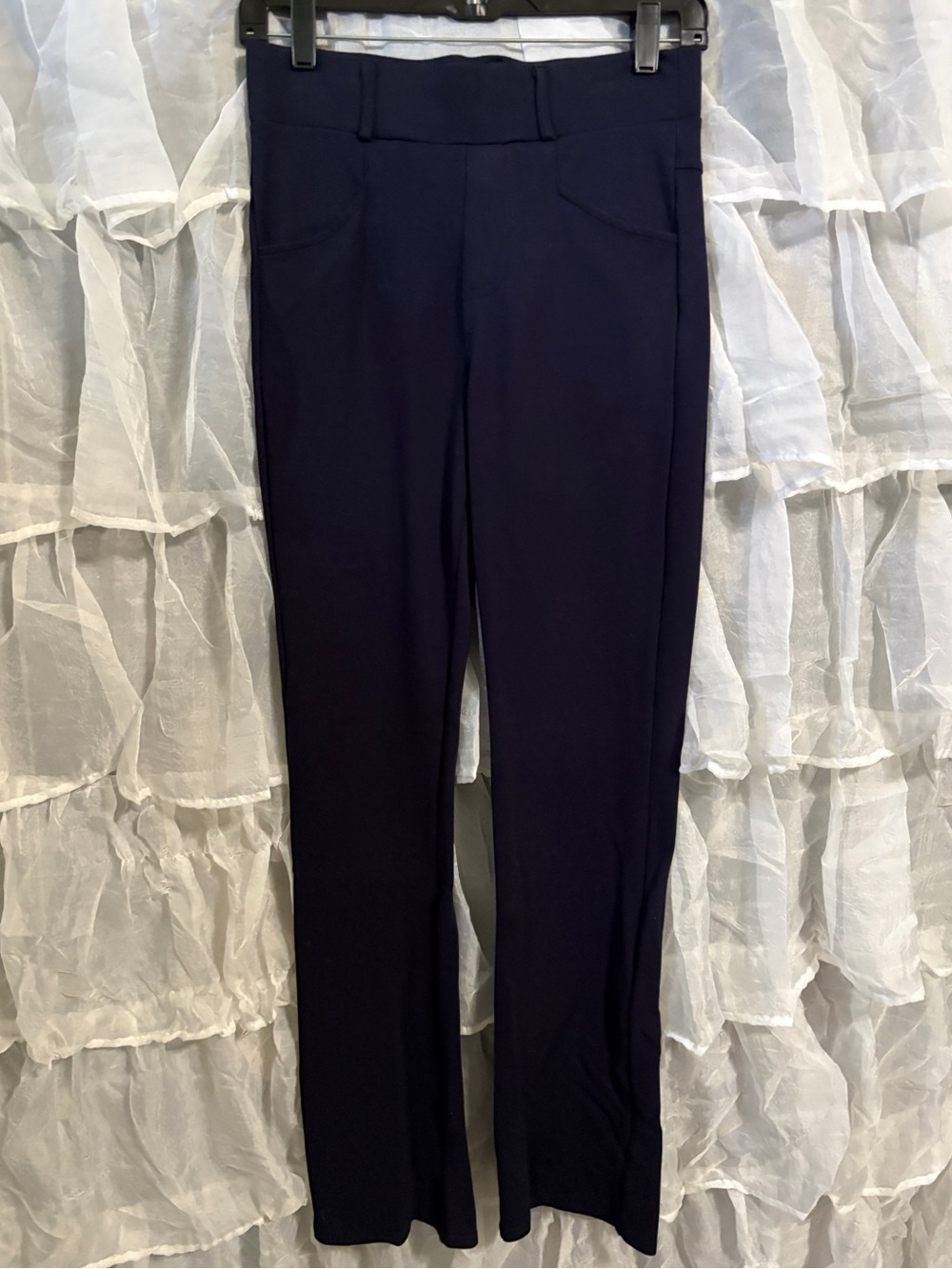 Kay Unger Navy Straight-Leg Pull-On Pants